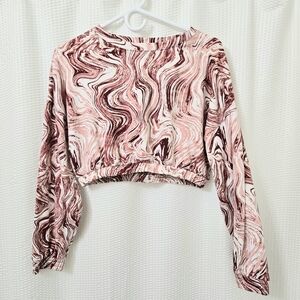 Derek Heart Pink and Burgundy Swirl Crop Top Med Butter Soft